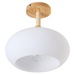 38cm Modern Ceramic And Wood Ceiling Light, Semi Flush Mount Fixture, Minimalist Nordic Style Lamp