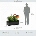 Zinc Galvanised Trough Planter | 120cm x 40cm x 40cm | Black Gloss
