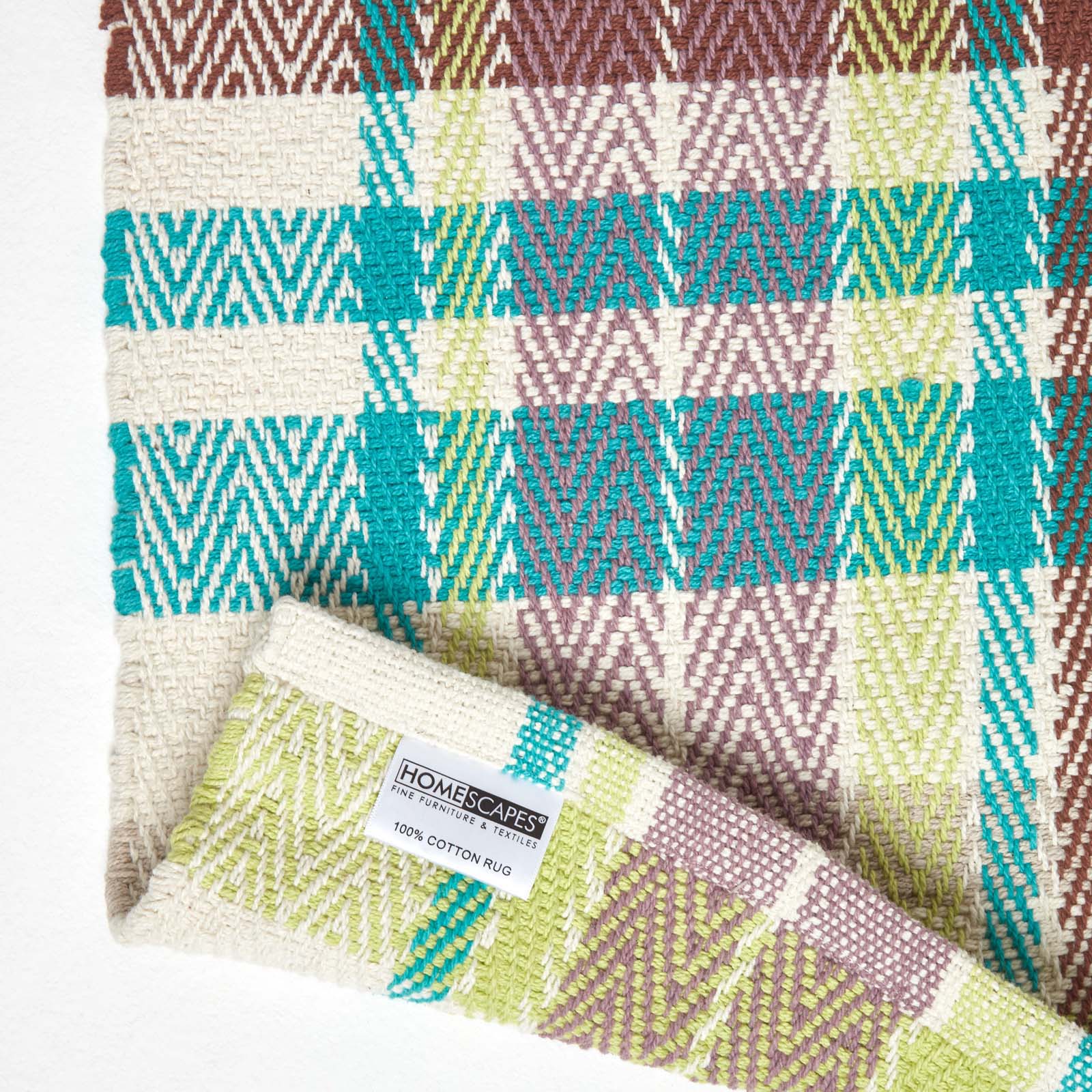 Wilson Handwoven Blue, Yellow And Brown Tartan 100% Cotton Rug | 120cm x 80cm | Blue & Yellow