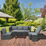 5 Pcs Outdoor Rattan Sofa Sets W/ Canopy Table