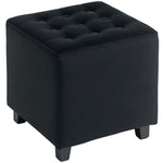 Square Footstool Small Ottoman With Wood Legs For Bedroom | One Size | Gray
