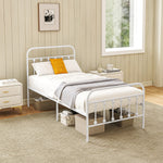 Single/double/king Metal Platform Bed Frame Underbed Storage | Single | White