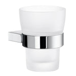 Frosted Glass Tumbler With Polished Chrome Wall Mount Holder | Polished Chrome