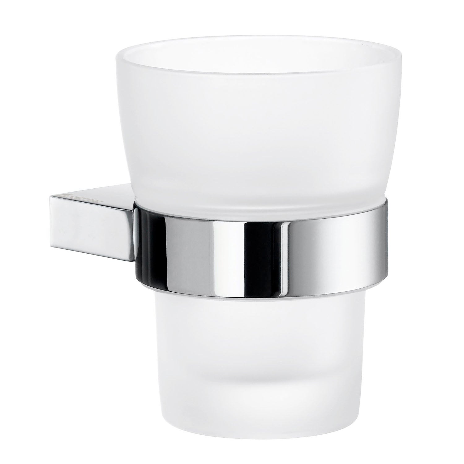 Frosted Glass Tumbler With Polished Chrome Wall Mount Holder | Polished Chrome