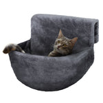 Petlicity Round Grey Radiator Cat Bed With Removable Washable Faux Fur Cover