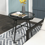 Rattan Side Table W/ Tempered Glass Tabletop
