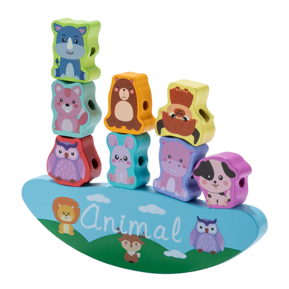 Wooden Animals Stacking Toys Balance Block Game For Toddlers