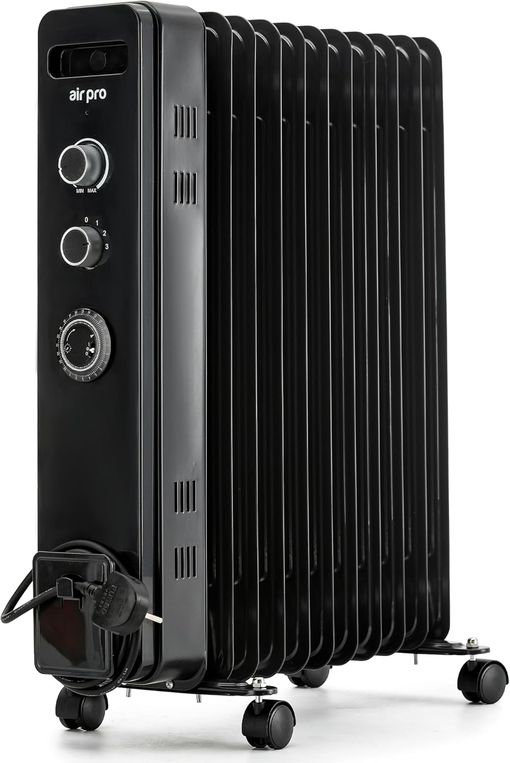 Oil Filled 11 Fin Portable Electric Radiator Heater 2500w | Black