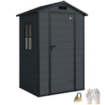 4 X 3 Ft Plastic Small Garden Shed With Lockable Door | Dark Grey