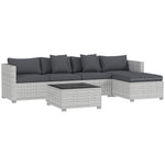 6 Pieces Rattan Furniture Set Garden Sofa Set Mixed Grey