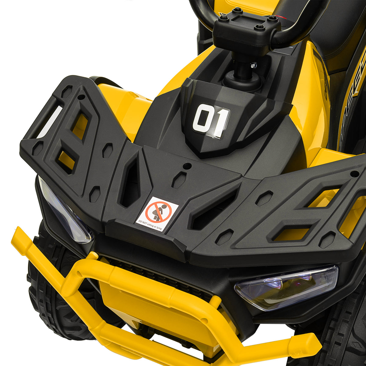12v Kids Electric Ride On Atv W/ Spring Suspension, Storage Basket | Yellow