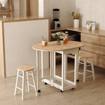 3pc Wooden Kitchen Cart, Folding Stools