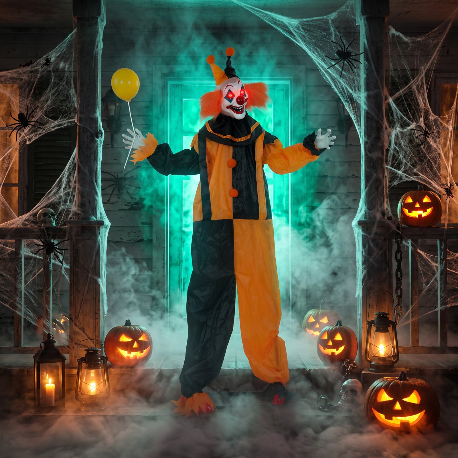 HOMCOM 190 Cm Life Size Animated Clown Halloween Decorations Outdoor Indoor