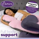C Shaped Pregnancy Pillow, 140x65x20cm Shredded Memory Foam Full Body Maternity Cushion For Sleeping | C Shape | Pink