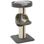 2-tier Cat Kitten Resting Tree W/ Top Basket Cushion Sisal Post | Gray