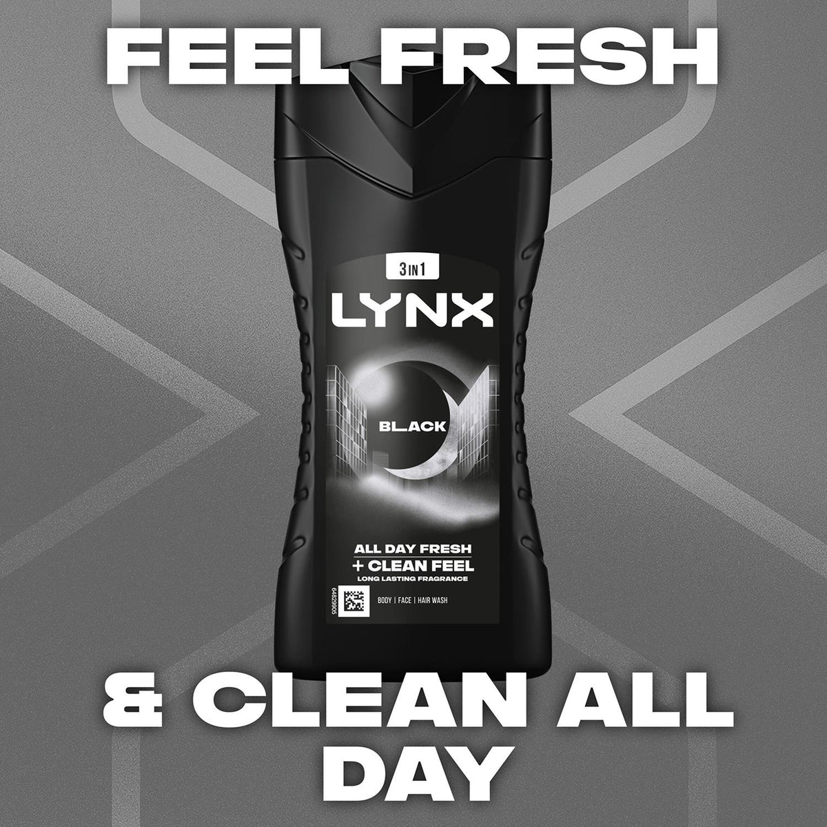 Black 12h Refreshing Fragrance Shower Gel Body Wash For Men, 225ml | Set of 36