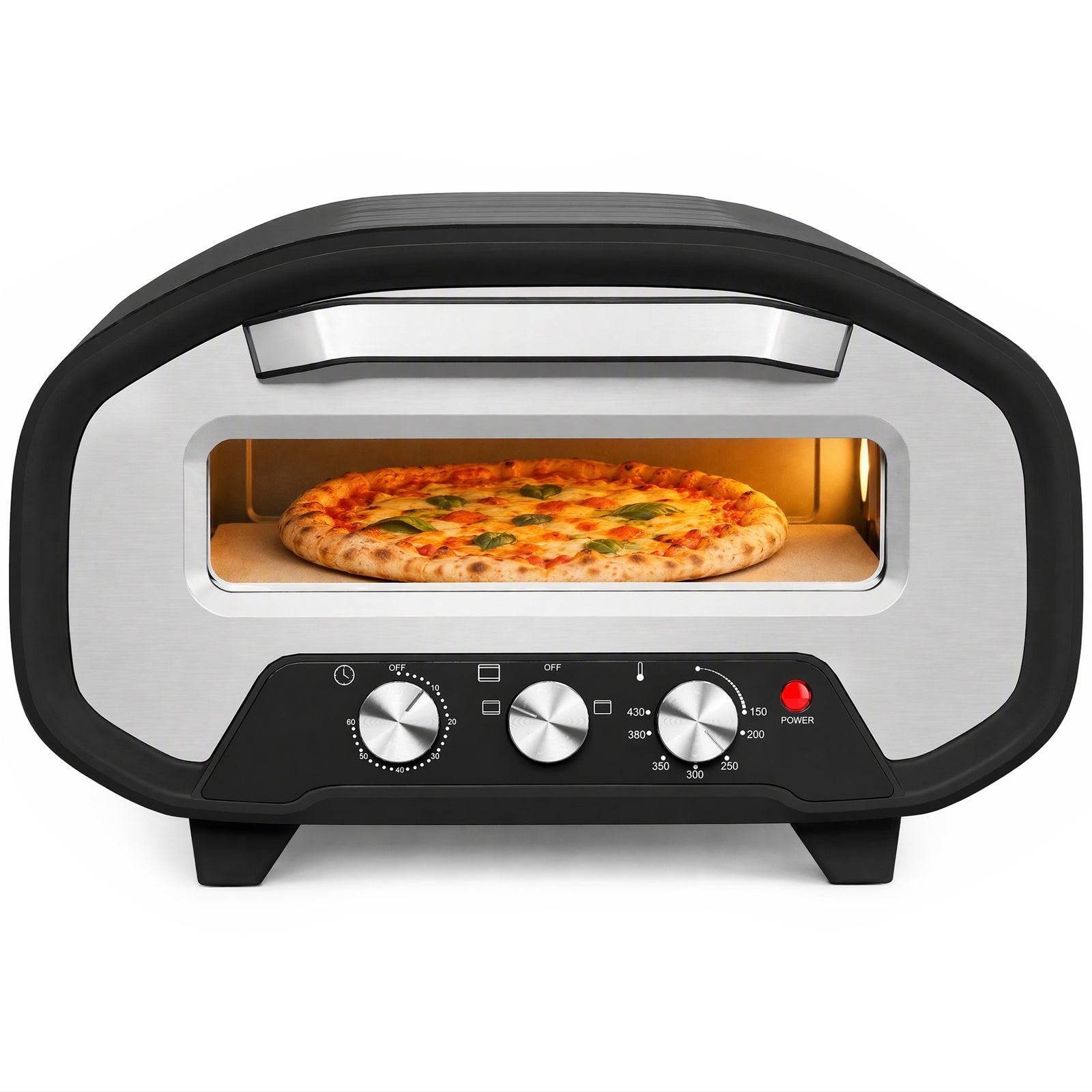 HOMCOM 12 Inch Electric Countertop Pizza Maker With 3 Knob Control, 2200w