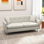 2 Seater Sofa 165cm Fabric Couch With Wood Legs And Pockets | One Size | Beige