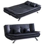 Pu Leather 2-seat Convertible Sofa Bed With Pillows