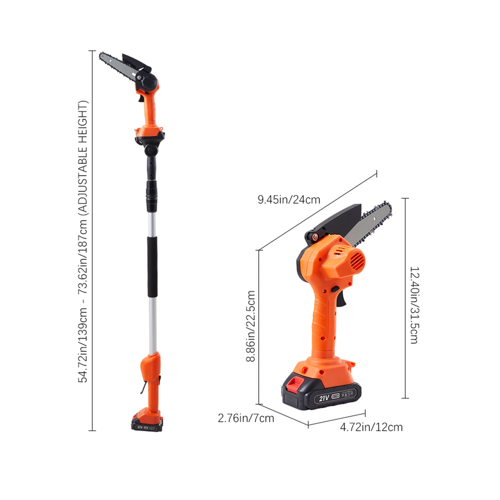 Breeins 2-in-1 Cordless Pole Saw & Handheld Chainsaw For High Branches & Gardening