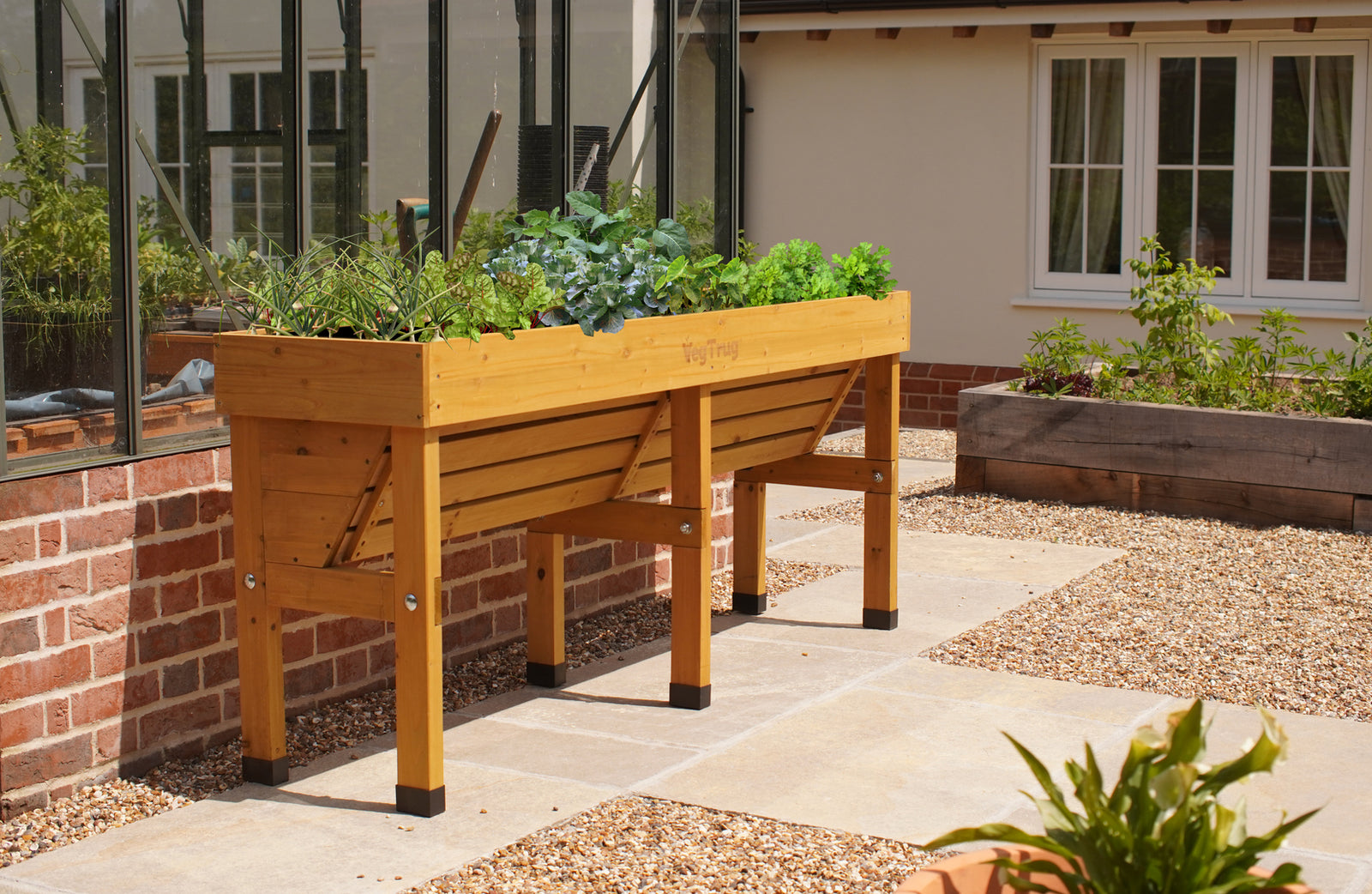 Raised Wooden Planter - Medium Wall Hugger | Natural