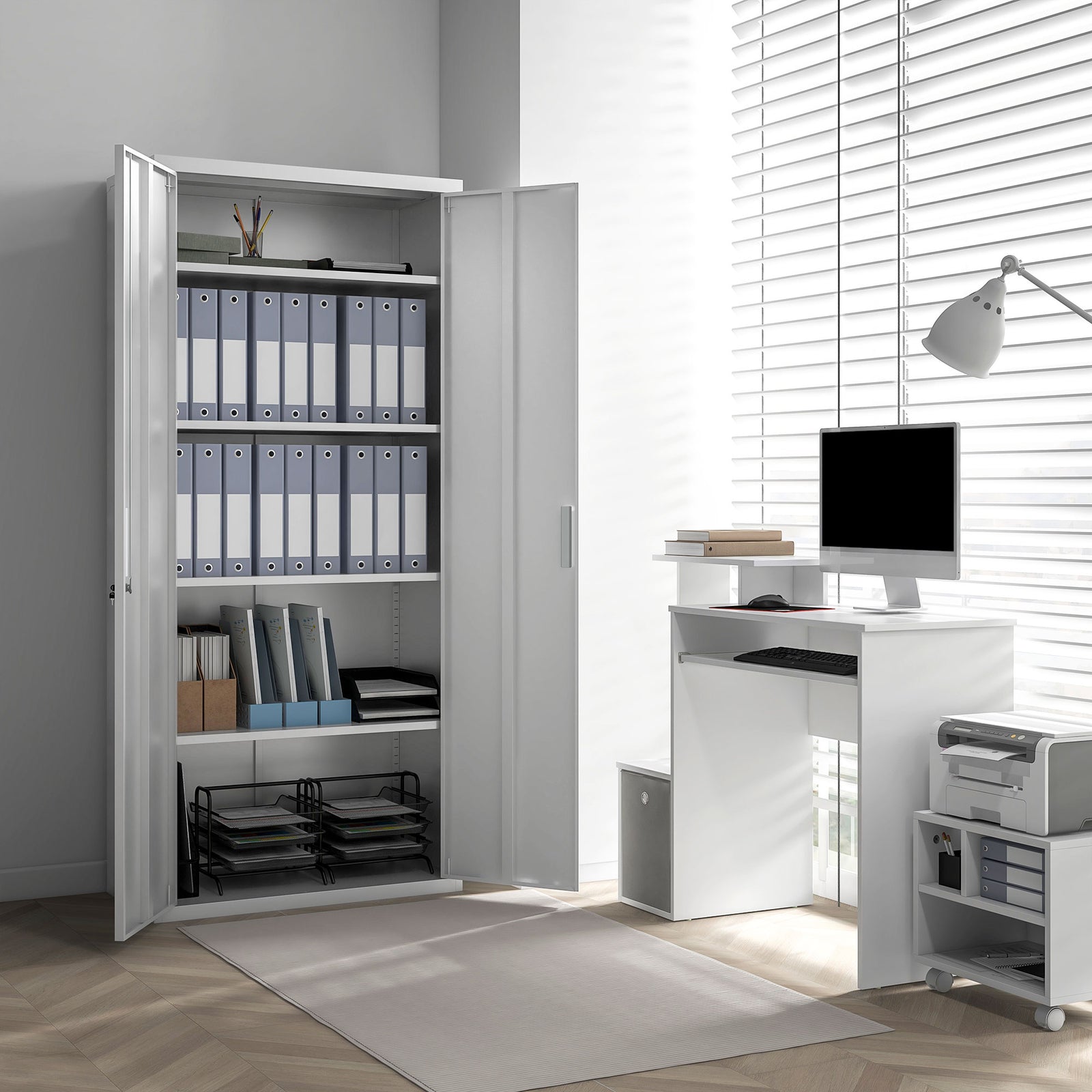 Lockable Metal Cabinet With 2 Doors Home Office