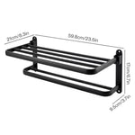 Towel Holder With 2 Bars Wall Mounted No Drill Bathroom Shelf Black | Black