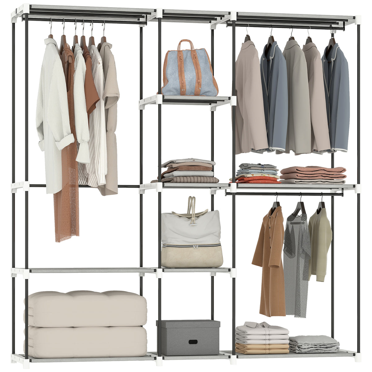 HOMCOM Open Portable Wardrobe, Clothes Rack With 8 Shelves