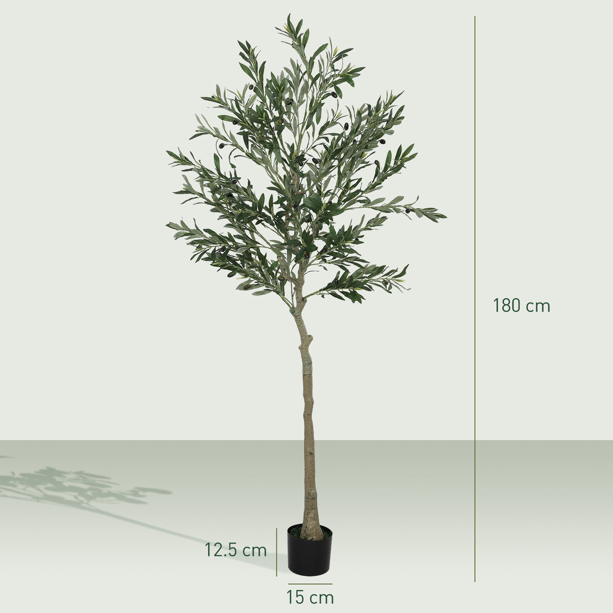 HOMCOM Indoor Artificial Plant, Faux Potted Silk Olive Tree, 180cm