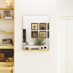 Decorative Mirror With Wood Shelf, Industrial Wall Mirror | L | Black