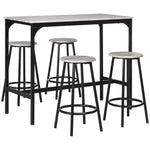 5 Piece Bar Table And Stools Set With Metal Frame | Gray