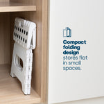 Compact Folding Step Stool With Non-slip Surface | White