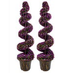120cm Pair Of Purple Large  Spiral Topiary Trees With Decorative Planters
