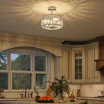 Semi Flush Mount Modern Crystal Chandelier Ceiling Light | Silver