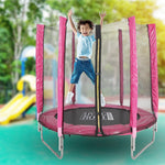 Outdoor Trampoline With Safety Enclosure For Kids Entertainment | Pink