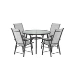 5 Pieces Garden Dining Set Tempered Glass Outdoor Coffee Table And Chairs Set