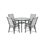 5 Pieces Garden Dining Set Tempered Glass Outdoor Coffee Table And Chairs Set