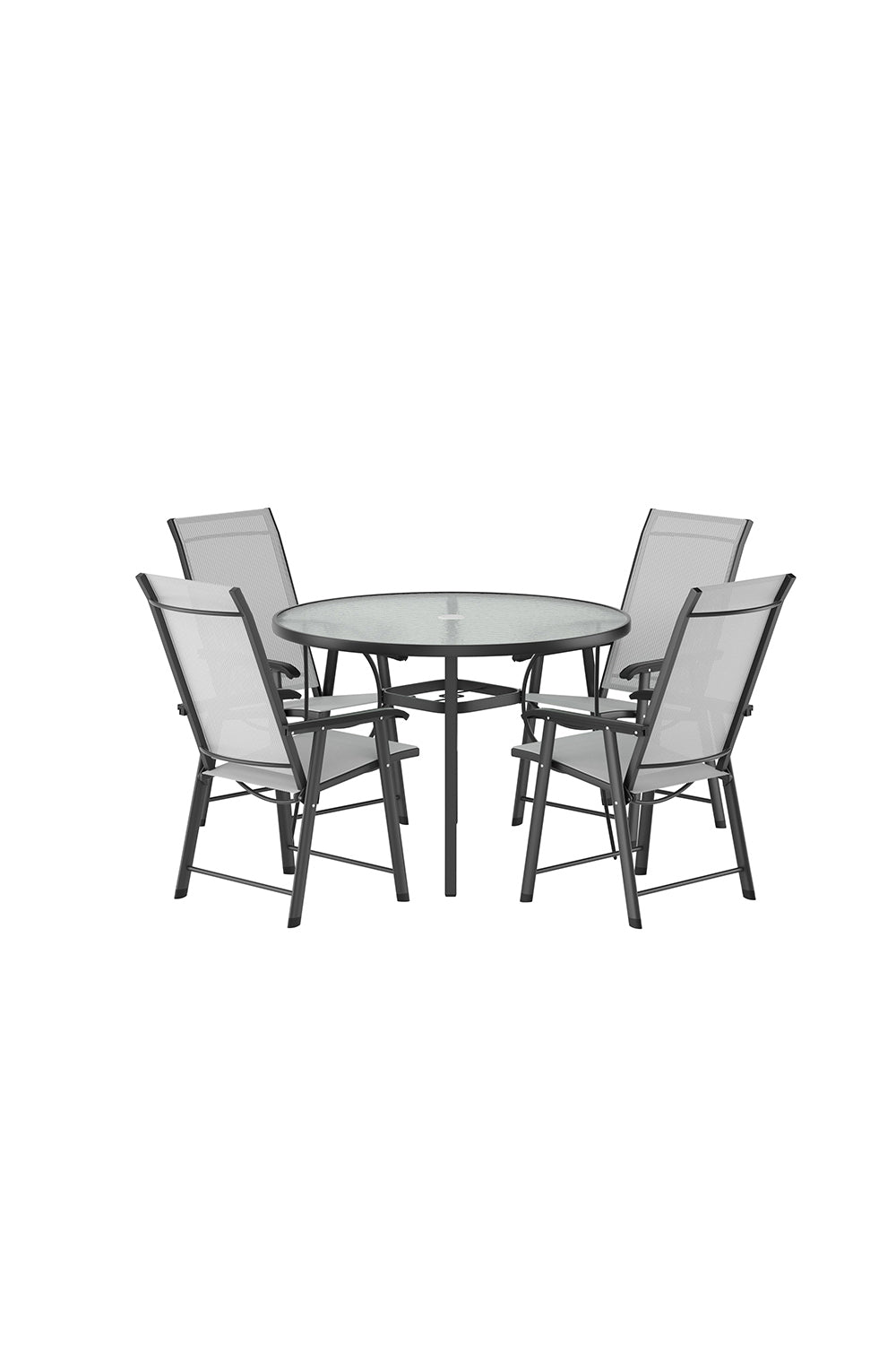 5 Pieces Garden Dining Set Tempered Glass Outdoor Coffee Table And Chairs Set