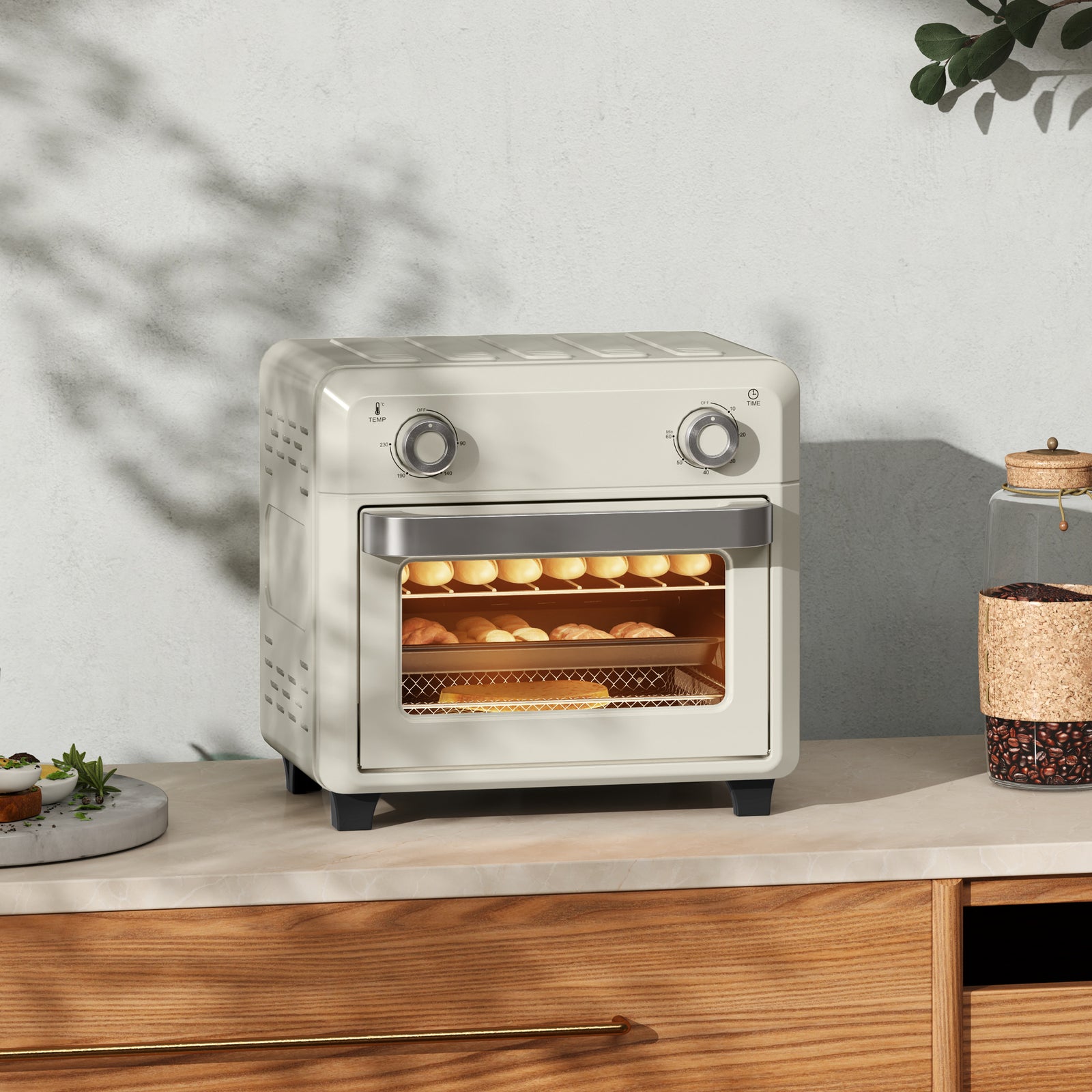 10l Air Fryer Oven Electric Oven Grill Roast Bake 1000w | One Size | Cream