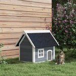 Pawhut outdoor Feral Cat House With Openable Asphalt Roof, grey