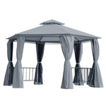 Gazebo Canopy 2 Tier Patio Shelter Steel For Garden | Gray