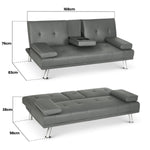 Faux Leather Click Clack Sofa Bed - 2 Seater | Black