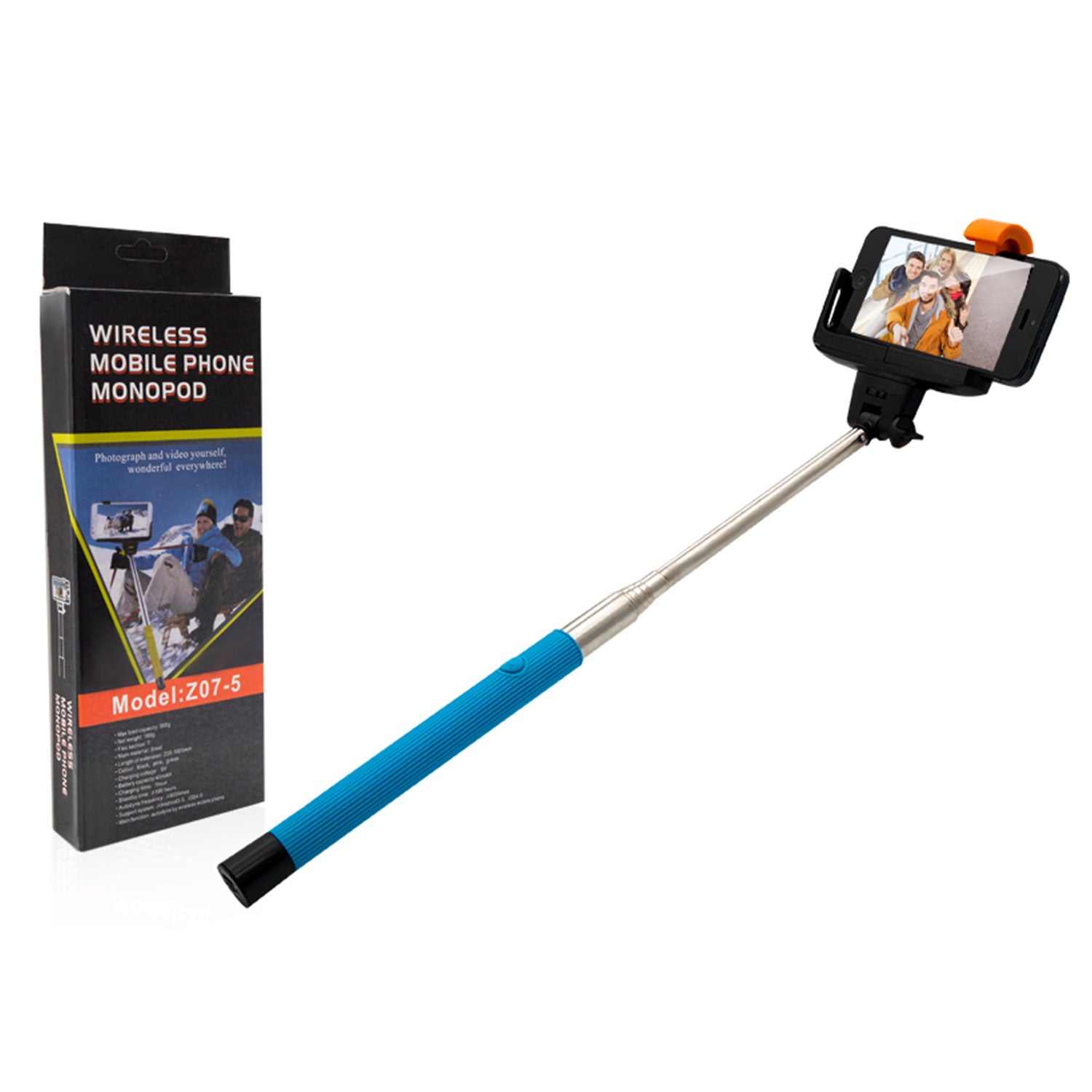 Black Mini Selfie Stick Monopod With Aux Wire, Blue