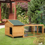 Wooden Rabbit Hutch Detachable Pet House With Openable Run & Roof