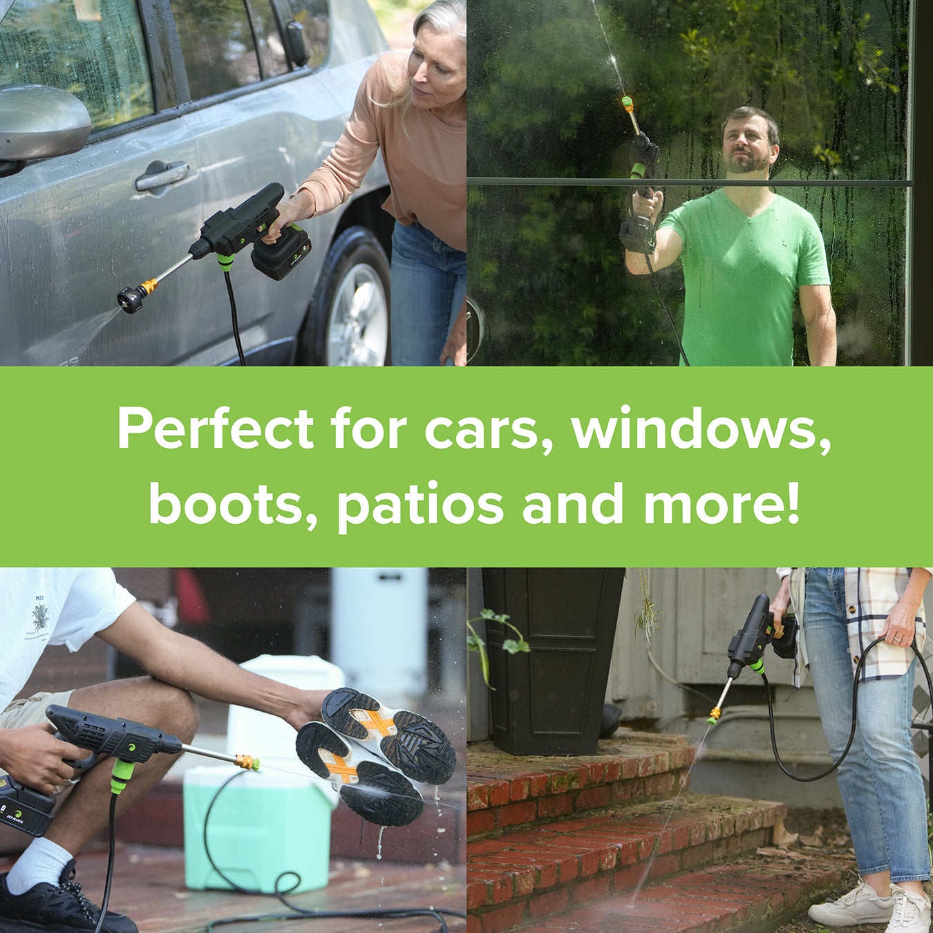 Jet Hawk Cordless Portable Pressure Washer | Green