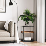Industrial Side Table W/ 3-tier Storage Shelves | Brown