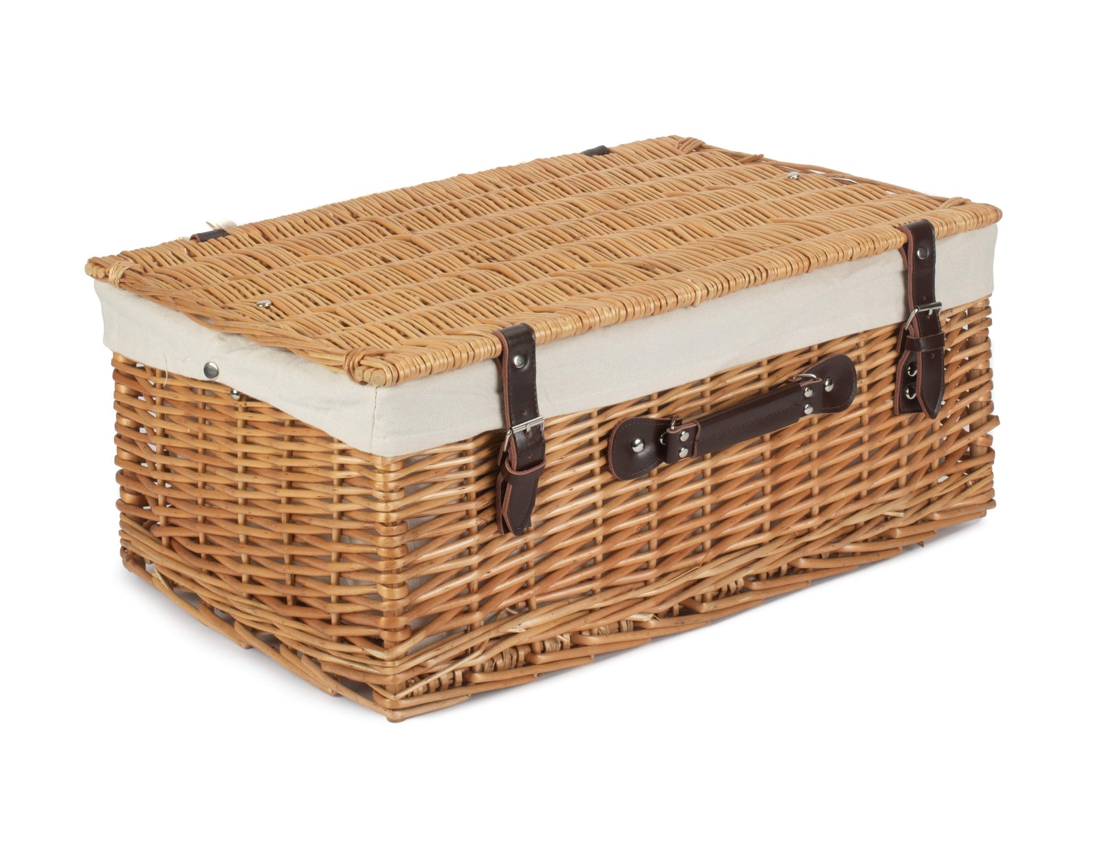 Wicker 55cm Buff Empty Picnic Basket Unlined | White