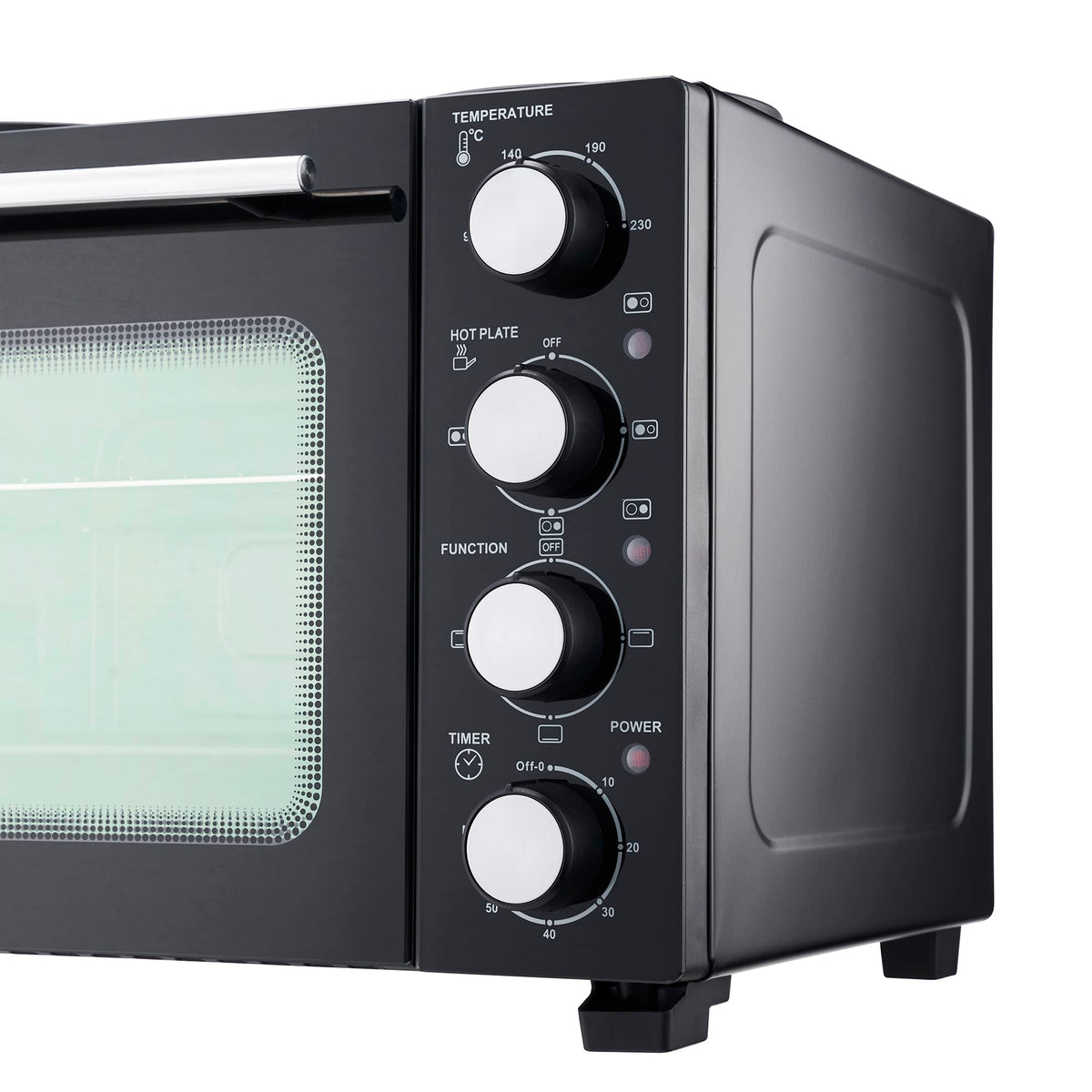 28l Mini Oven With 2 Hobs - Electric Countertop Cooker | 28l | Black & Silver