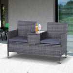 Rattan Chair Garden Furniture Patio Companion Seat Table | Gray
