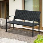 Patio Rattan 2 Seater Garden Bench Love Seater Garden | Black